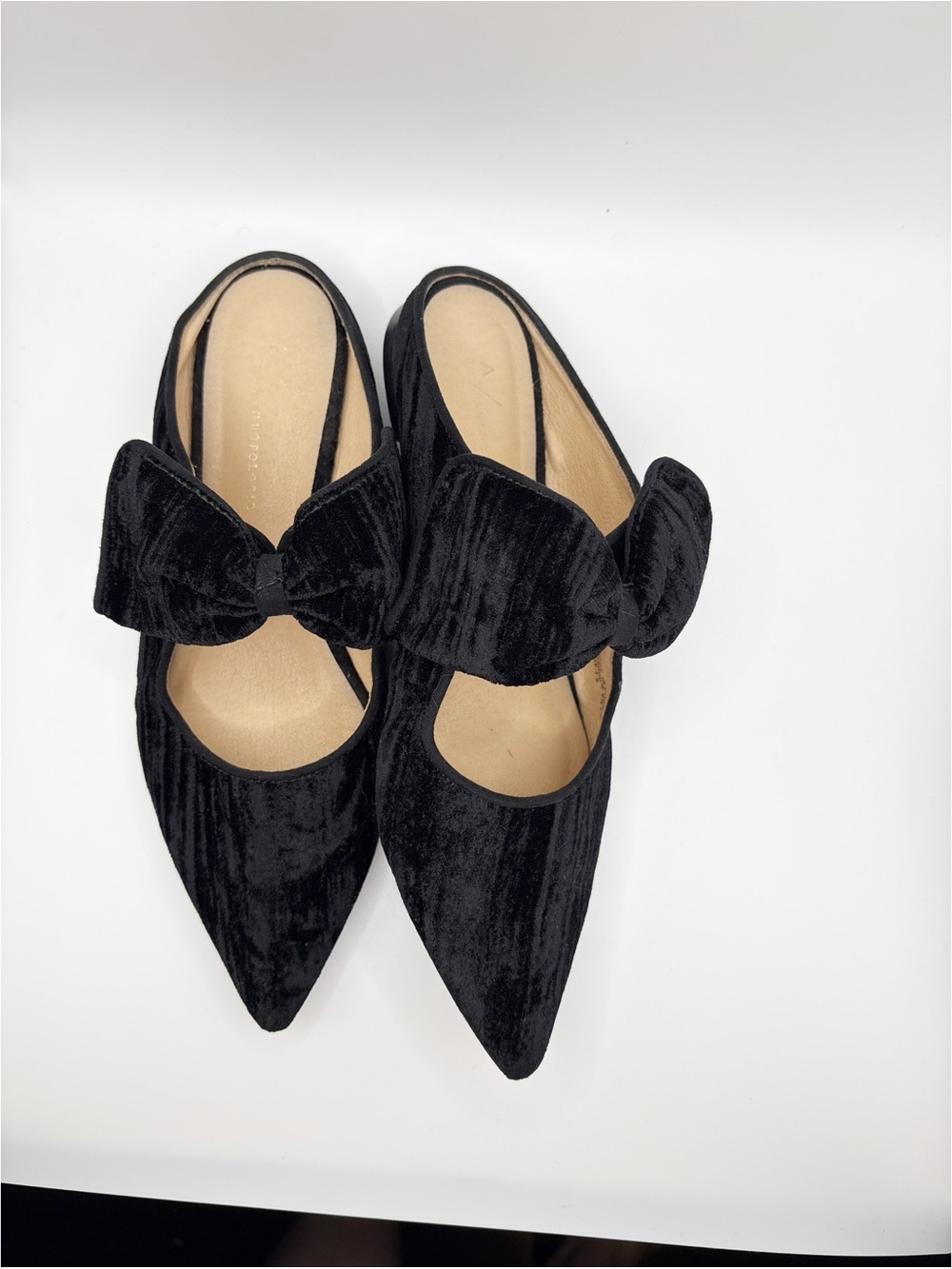 Anthropologie Livia Bow Flats Black Velvet - Picture 2 of 7